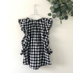 NWT Harlowe & Graham gingham ruffle sleeve sz M